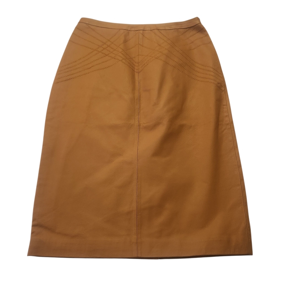 Women's Leather Pincil Skirt Brown Size 8